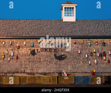 Das Äußere von Luke's Lobster in Portland, Maine. Stockfoto