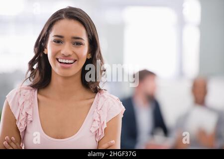 Sie bringt diese Firma an die Spitze Stockfoto