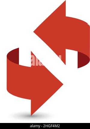 Rote Pfeile winkeln perspektivisch. Symbol für kreisförmige Bewegung Stock Vektor
