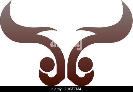 Bull Icon Logo, Büffelkopf Icon Logo Vektorvorlage Stock Vektor