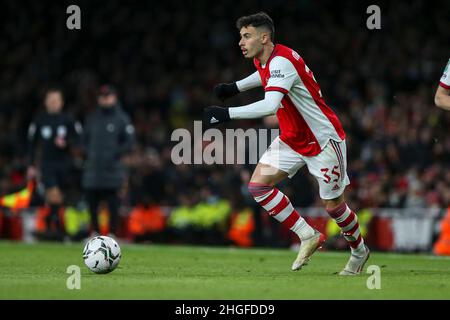 LONDON, GROSSBRITANNIEN. JAN 20th Gabriel Martinelli von Arsenal beim Carabao Cup-Spiel zwischen Arsenal und Liverpool im Emirates Stadium, London, am Donnerstag, den 20th. Januar 2022. (Kredit: Tom West | MI News) Kredit: MI Nachrichten & Sport /Alamy Live News Stockfoto