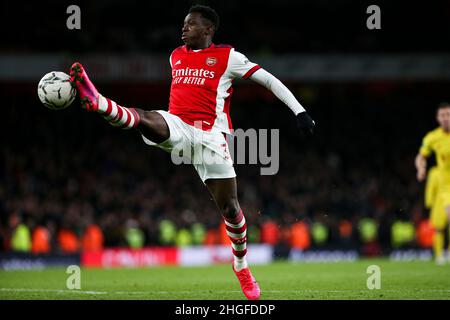 LONDON, GROSSBRITANNIEN. JAN 20th Eddie Nketiah von Arsenal kontrolliert den Ball während des Carabao Cup-Spiels zwischen Arsenal und Liverpool am Donnerstag, dem 20th. Januar 2022, im Emirates Stadium in London. (Kredit: Tom West | MI News) Kredit: MI Nachrichten & Sport /Alamy Live News Stockfoto