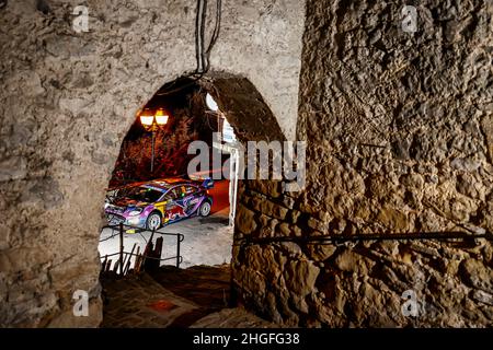 Monaco, Frankreich. 20th Januar 2022. 19 Sébastien LOEB (FRA), Isabelle GALMICHE (FRA), M-SPORT FORD WORLD RALLY TEAM FORD, Puma Rally1, Aktion während der WRC World Rally Car Championship 2022, Ausgabe 90th der Monte Carlo Rallye vom 20. Bis 23. Januar 2022 in Monaco - Foto François Flamand/DPPI Quelle: DPPI Media/Alamy Live News Stockfoto