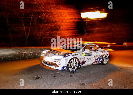 Monaco, Frankreich. 20th Januar 2022. 48 Raphaël ASTIER (FRA), Frédéric VAUCLARE (FRA), Raphaël ASTIER ALPINE A110, Aktion während der Rallye-Weltmeisterschaft 2022, Ausgabe 90th der Rallye Monte Carlo vom 20. Bis 23. Januar 2022 in Monaco - Foto François Flamand/DPPI Quelle: DPPI Media/Alamy Live News Stockfoto