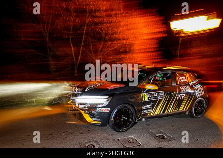 Monaco, Frankreich. 20th Januar 2022. 78 Tim VANPARIJS (Bel), Kurt HEYNDRICKX (Bel), Tim VANPARIJS, RENAULT Clio Rally4, Aktion während der WRC World Rally Car Championship 2022, Ausgabe 90th der Rallye Monte Carlo vom 20. Bis 23. Januar 2022 in Monaco - Foto François Flamand/DPPI Quelle: DPPI Media/Alamy Live News Stockfoto