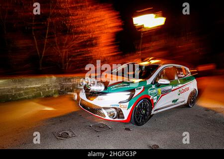 Monaco, Frankreich. 20th Januar 2022. 76 Styve JUIF (FRA), Maxime BIEGALKE (FRA), STYVE JUIF, RENAULT Clio Rally4, Aktion während der WRC World Rally Car Championship 2022, Ausgabe 90th der Rallye Monte Carlo vom 20. Bis 23. Januar 2022 in Monaco - Foto François Flamand/DPPI Credit: DPPI Media/Alamy Live News Stockfoto