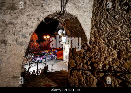 Monaco, Frankreich. 20th Januar 2022. 44 Gus GREENSMITH (GBR), Jonas ANDERSSON (SWE), M-SPORT FORD WORLD RALLY TEAM FORD Puma Rally1, Aktion während der WRC World Rally Car Championship 2022, Ausgabe der Rallye Monte Carlo 20 vom 23. Bis 2022. Januar François in Monaco - Foto 90th Flamand/DPPI Credit: DPPI Media/Alamy Live News Stockfoto