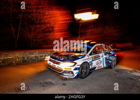 Monaco, Frankreich. 20th Januar 2022. 32 Pierre RAGUES (FRA), Julien PESENTI (FRA), YACCO ACCR TEAM VOLKSWAGEN, Polo GTI, Aktion während der WRC World Rally Car Championship 2022, Ausgabe 90th der Rallye Monte Carlo vom 20. Bis 23. Januar 2022 in Monaco - Foto François Flamand/DPPI Credit: DPPI Media/Alamy Live News Stockfoto