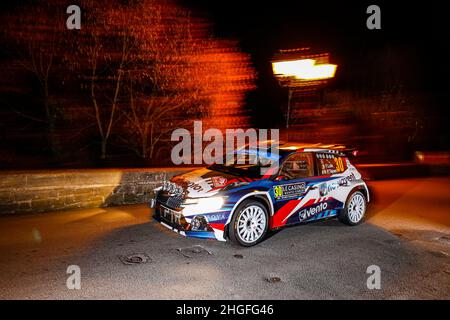 Monaco, Frankreich. 20th Januar 2022. 30 Freddy LOIX (Bel), Pieter TSJOEN (Bel), FREDDY LOIX SKODA, Fabia Evo, Aktion während der WRC World Rally Car Championship 2022, Ausgabe 90th der Rallye Monte Carlo vom 20. Bis 23. Januar 2022 in Monaco - Foto François Flamand/DPPI Quelle: DPPI Media/Alamy Live News Stockfoto