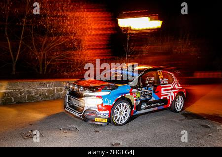 Monaco, Frankreich. 20th Januar 2022. 54 Stéphane LEFEBVRE (FRA), Andy MALFOY (FRA), DG SPORT COMPETITION CROPEN C3, Aktion während der WRC World Rally Car Championship 2022, Ausgabe der Rallye Monte Carlo 20 vom 23. Bis 2022. Januar François in Monaco - Foto 90th Flamand/DPPI Credit: DPPI Media/Alamy Live News Stockfoto