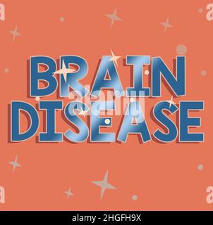 Handschrift Text Gehirnkrankheit, Wort für eine neurologische Störung, die das System verschlechtert ist Nerven Linie illustrierte Hintergründe mit verschiedenen Sh Stockfoto