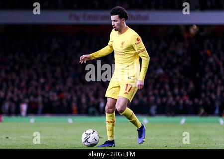 LONDON, GROSSBRITANNIEN. JAN 20th Curtis Jones von Liverpool beim Carabao Cup-Spiel zwischen Arsenal und Liverpool im Emirates Stadium, London, am Donnerstag, den 20th. Januar 2022. (Kredit: Tom West | MI News) Kredit: MI Nachrichten & Sport /Alamy Live News Stockfoto