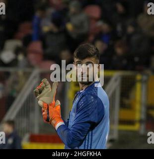 Shamrock Park, Portadown, Nordirland. 22. März 2018. Internationaler Fußball - 2019 UEFA Under 21 Championship Qualifier - Gruppe 2 - Nordirland gegen Spanien. Spaniens Torwart Antonio Sivera (1) Stockfoto