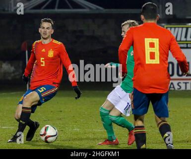 Shamrock Park, Portadown, Nordirland. 22. März 2018. Internationaler Fußball - 2019 UEFA Under 21 Championship Qualifier - Gruppe 2 - Nordirland gegen Spanien. Fabian Ruiz (5) Stockfoto