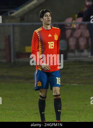 Shamrock Park, Portadown, Nordirland. 22. März 2018. Internationaler Fußball - 2019 UEFA Under 21 Championship Qualifier - Gruppe 2 - Nordirland gegen Spanien. Carlos Fernandez (15) Stockfoto