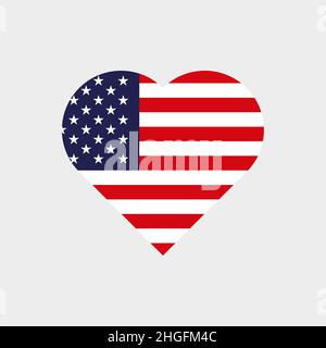 Die Flagge der Vereinigten Staaten in Herzform Stock Vektor