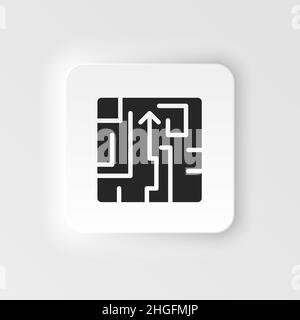 Labyrinth, Puzzle, Strategie neumorphic Stil Vektor-Symbol. Einfache Elementdarstellung aus UI-Konzept. Labyrinth, Puzzle, Strategie neumorphic Stil Vektor-Symbol. Stock Vektor