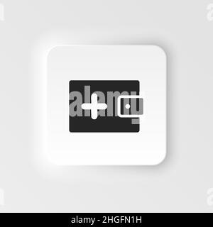 Add, Money, Geldbörse neumorpic Stil Vektor-Symbol. Einfache Elementdarstellung aus UI-Konzept. Add, Money, Geldbörse neumorpic Stil Vektor-Symbol. Finanzen Stock Vektor