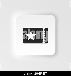 Kino, Show, Ticket für Vektor-Ikone im neumorphischen Stil. Einfache Elementdarstellung aus UI-Konzept. Kino, Show, Ticket für Vektor-Ikone im neumorphischen Stil. Fin Stock Vektor