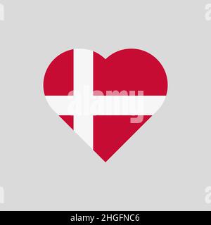 Die Flagge Dänemarks in Herzform Stock Vektor