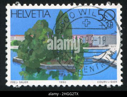 SCHWEIZ - UM 1990: Briefmarke gedruckt von der Schweiz, zeigt Garten, um 1990 Stockfoto