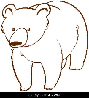 Bär in Doodle einfachen Stil auf weißem Hintergrund Illustration Stock Vektor