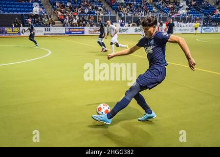 National Indoor Soccer League Spiel zwischen dem Columbus Rapids FC und dem Rome Gladiators FC im Columbus Civic Center in Columbus, Georgia. (USA) Stockfoto