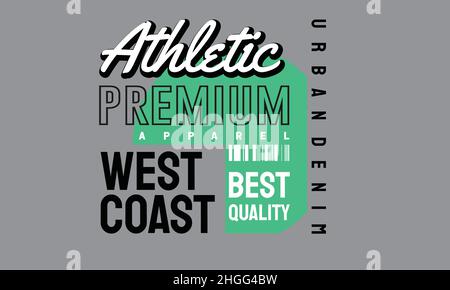 Sportliches urbanes T-Shirt mit Schriftzug „New york West Coast“ und Monogramm-Textvektorvorlage Stock Vektor
