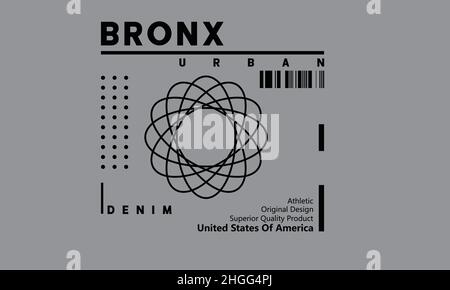 bronx Street Wear american Urban T-Shirt Monogramm Text Vektor Vorlage Stock Vektor