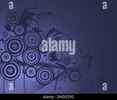 Abstraktes Grunge musikalisches Design. Violettes Grunge-Banner in sehr perifarbener Farbe. Vektorgrafik. Stock Vektor