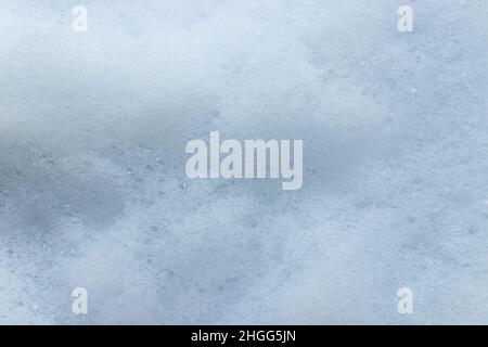 Weiße Schaumblase aus Seife oder Shampoo waschen Textur Hintergrund. Stockfoto