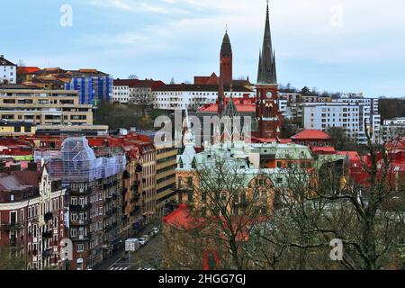 Haga Oscar Fredrik Kirche Luftbild, Göteborg Schweden, Göteborg Stockfoto