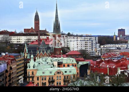 Haga Oscar Fredrik Kirche Luftbild, Göteborg Schweden, Göteborg Stockfoto