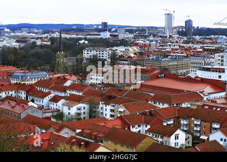 Goteborg Haga Bezirk rote Dachterrasse Luftpanorama, Schweden, Göteborg Stockfoto