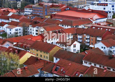 Goteborg Haga Bezirk rote Dachterrasse Luftpanorama, Schweden, Göteborg Stockfoto