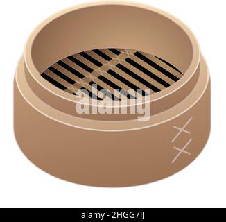 Bambus Korb Symbol Cartoon Vektor. Korbkorb. Chinesische Schachtel Stock Vektor