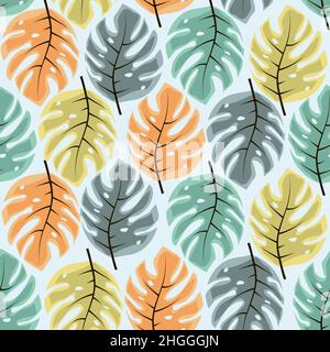Tropisches Muster mit Monstera-Blättern Stock Vektor