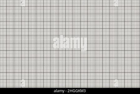 Schwarz-Weiß-Millimetergraph Papierraster nahtloses Muster. Digitales ekg-Diagramm Klinikseite. Geometrische karierte Hintergrund für Druck, Schule, Bogen Stock Vektor