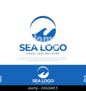 Logo Illustration abstrakte Sonne und Meer Symbol, Symbol, Design-Vorlage Stock Vektor