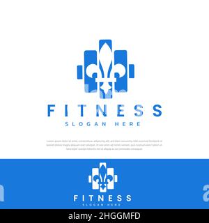 Fitness und Fitness Langhantel Symbol Logo, Design-Vorlage Stock Vektor