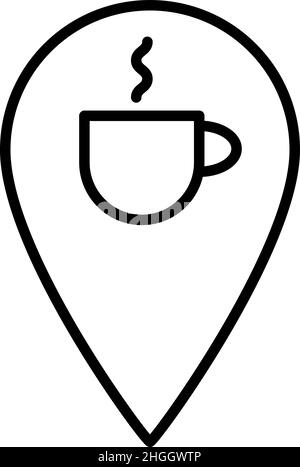 Coffee Shop Standort Umriss Symbol Vektor Stock Vektor