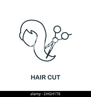 Haarschnitt-Symbol. Line-Element aus Friseur-Sammlung. Linear Hair Cut Icon-Zeichen für Web-Design, Infografiken und mehr. Stock Vektor