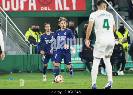 Elche, Alicante, Spanien. 20th Januar 2022. Luka Modric von Real Madrid während des spanischen Pokals, Copa del Rey, Runde des Fußballspiels 16 zwischen Elche CF und Real Madrid am 20. Januar 2022 im Martinez Valero Stadion in Elche, Alicante, Spanien - Foto: IRH/DPPI/LiveMedia Kredit: Unabhängige Fotoagentur/Alamy Live News Stockfoto