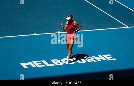 21st. Januar 2022. Melbourne, Australien. 20th Januar 2022. Victoria Azarenka aus Weißrussland im Einsatz gegen Elina Svitolina aus der Ukraine während der dritten Runde bei den Australian Open 2022, WTA Grand Slam Tennisturnier am 21. Januar 2022 im Melbourne Park in Melbourne, Australien - Foto: Rob Prange/DPPI/LiveMedia Kredit: Unabhängige Fotoagentur/Alamy Live News Kredit: Independent Photo Agency/Alamy Live News Stockfoto