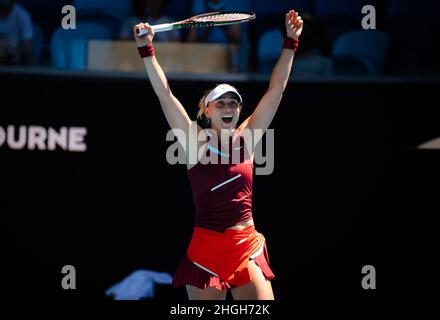 Paula Badosa, Spanien. 21st Jan, 2022. Im Einsatz gegen Marta Kostyuk aus der Ukraine während der dritten Runde bei den Australian Open 2022, WTA Grand Slam Tennisturnier am 21. Januar 2022 im Melbourne Park in Melbourne, Australien - Foto: Rob Prange/DPPI/LiveMedia Kredit: Unabhängige Fotoagentur/Alamy Live News Stockfoto