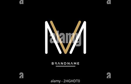 Modernes Design mit abstraktem Buchstaben MV, VM-Logo. Minimaler MV-, VM-initialer Symbolvektor Stock Vektor