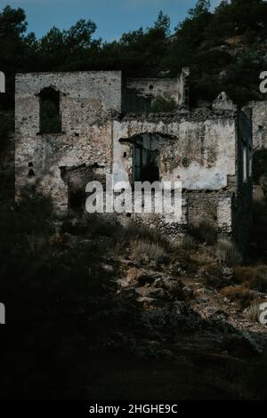 Fethiye, Mugla, Türkei - 22 2021. Oktober: Karmylassos (Kayakoy), Verlassene Ortschaft Stockfoto