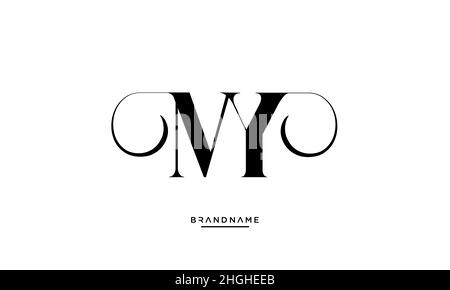 Modernes, abstraktes BUCHSTABENMUSTER, YM-Logo. Minimal MY, YM initial-basierte Symbolvektoren Stock Vektor