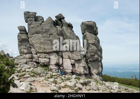 Auf dem Weg nach Śnieżka, Woiwodschaft Niederschlesien, im Südwesten Polens, Europa Stockfoto