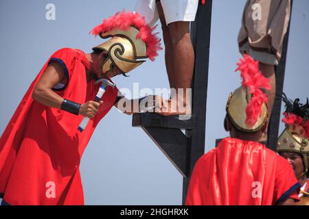 Kreuzigung auf den Philippinen, San Pedro Cutud, San Fernando Stockfoto